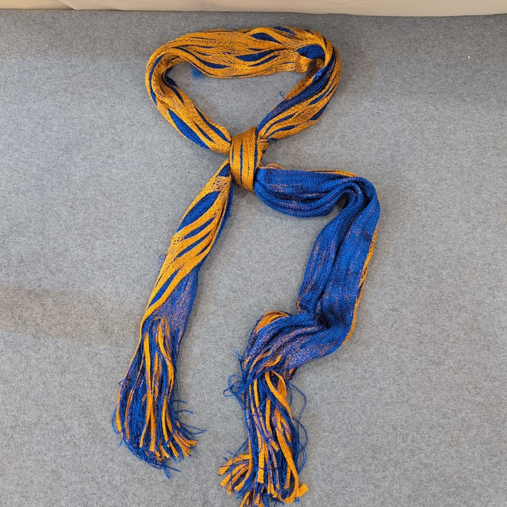 Blue Orange Striped Net Scarf‎ Fringe Sparkle  Women Auburn Tigers Colors